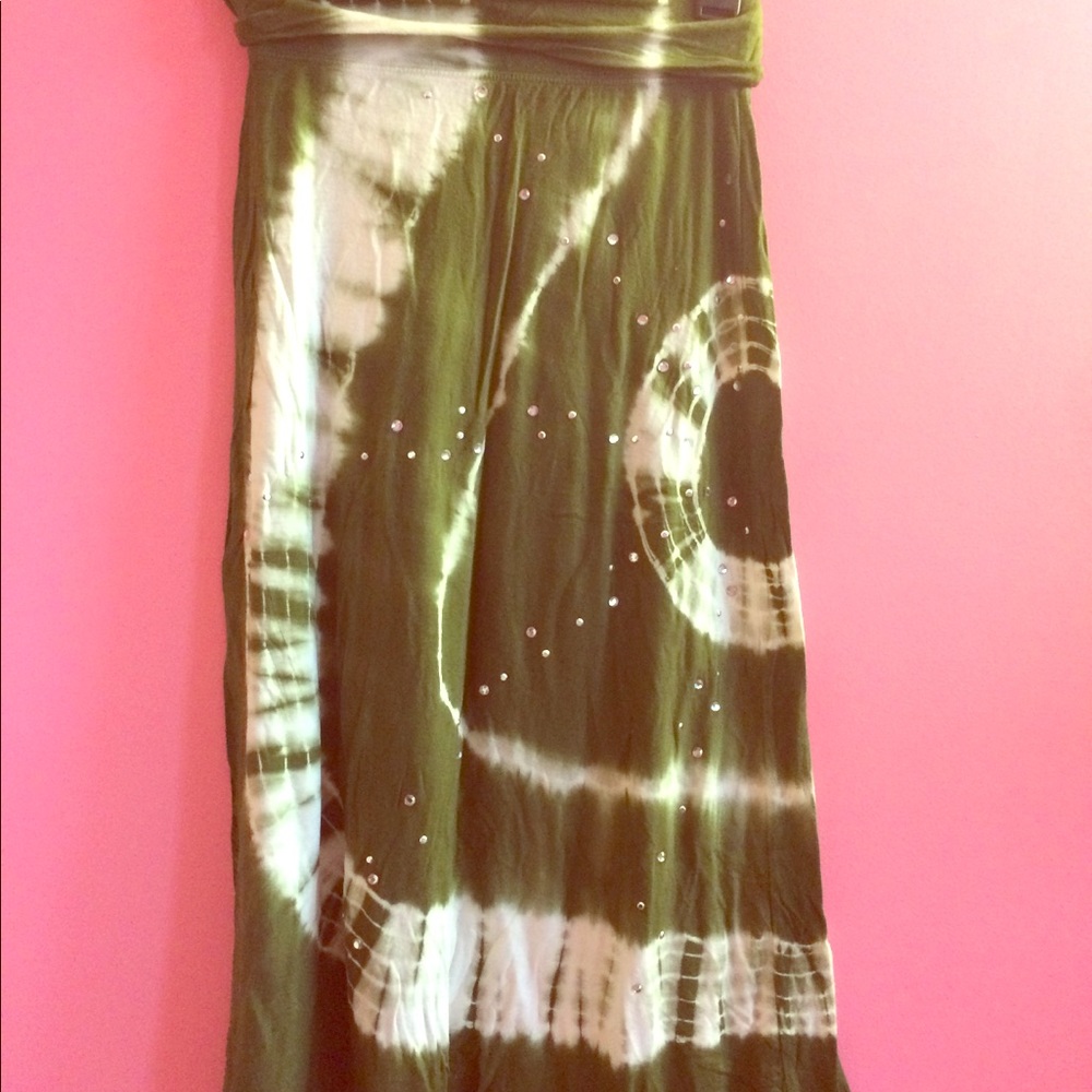 Green and white skirt